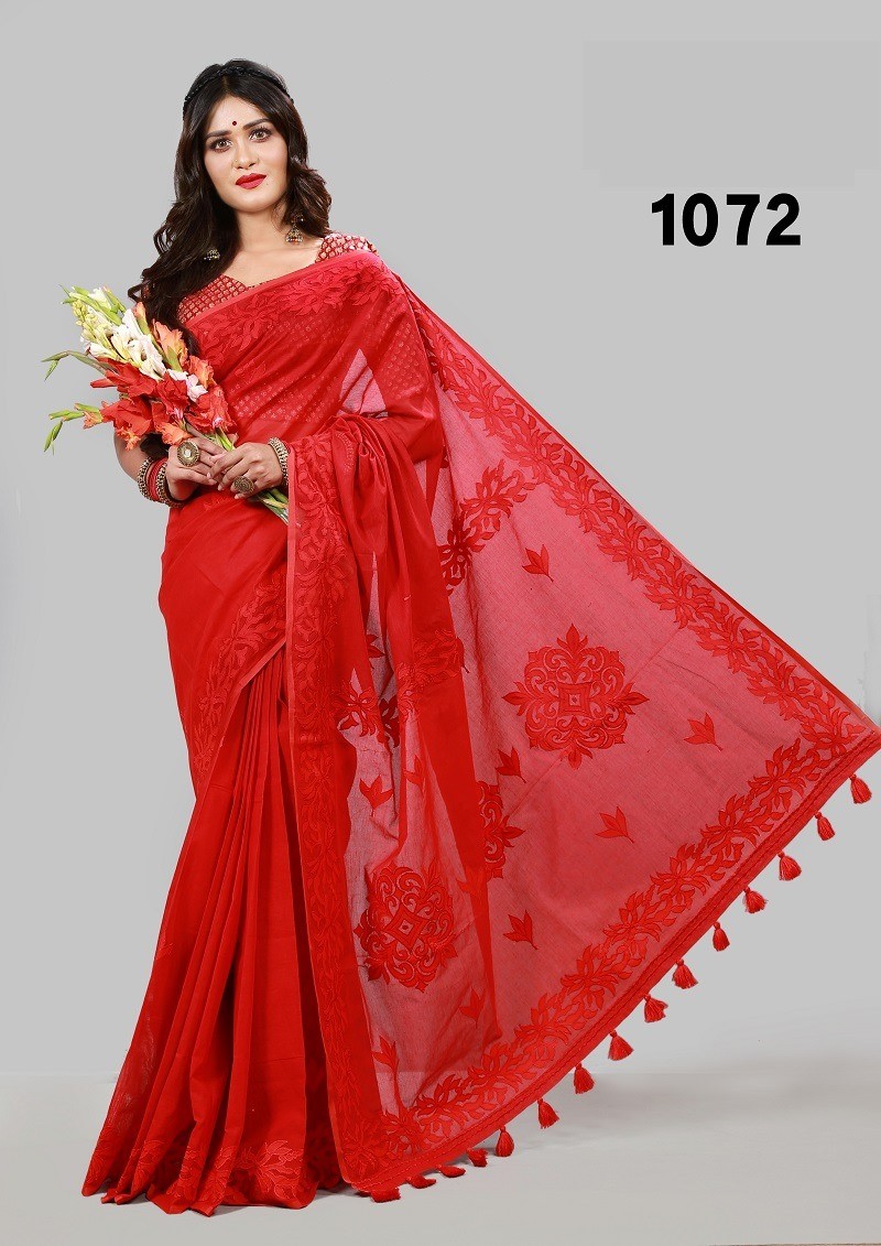 pure cotton Saree with hand embroidery