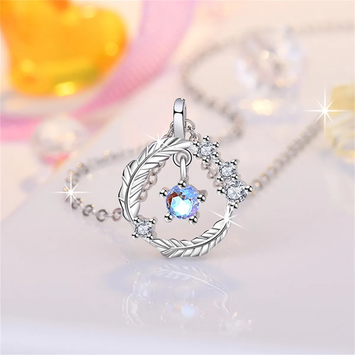 Baoer Light Feather Dolphin Necklace for Women Light Luxury Niche Design Stainless Steel Clavicle Chain | Perfect Birthday Gift