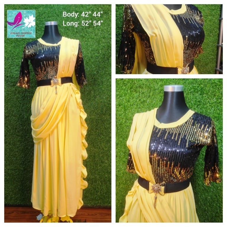 Saree Gown 2021 Western Partywear Fashionable Stylish & Trendy Saree Fabulous Evening Dresses Saudi Arabic Indian Special Occasion Formal Prom Party Gown