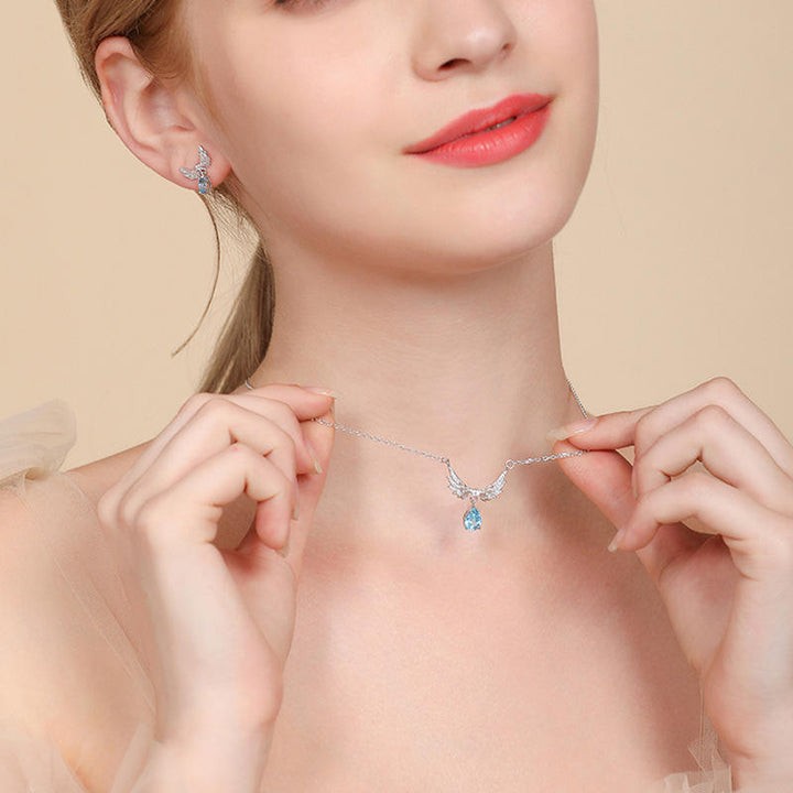 Angel Wings Guardian Moonstone Necklace