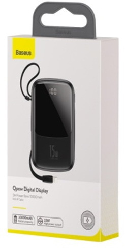 Baseus Power Bank Q pow Digital Display With Cable Lightning 10000mAh 3A White MOQ:10 (PPQD-B02)